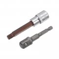 Uxcell M10 Spline Bit Socket 1 2 Square Drive Cr-v Sockets S2 Steel Bits 4 Length With Hex Shank Power Drill Adapter