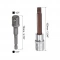 Uxcell M10 Spline Bit Socket 1 2 Square Drive Cr-v Sockets S2 Steel Bits 4 Length With Hex Shank Power Drill Adapter