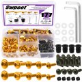 Swpeet 177pcs 2 Sizes M5 M6 Motorcycle Fairing Bolt Assortment Kit Windscreen Screws Fasteners Fixing Sportbike Bolts For All 