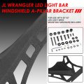 50in-52in Led Light Bars Wrinkle Textured Windshield A-pillar Mounting Bracket Compatible With Jeep Wrangler Jl 18-20