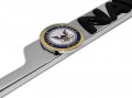 Navy 3d Chrome Metal Cutout License Plate Frame