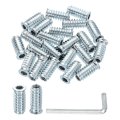 100 Pcs Threaded Insert For Wood 1 4 20 Carbon Steel Studs Hex Socket Drive Nut Inserts Screw In Fastener Connector With Wrench 