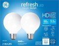 General Electric Refresh Hd Daylight 60w Clear G25 2-pack
