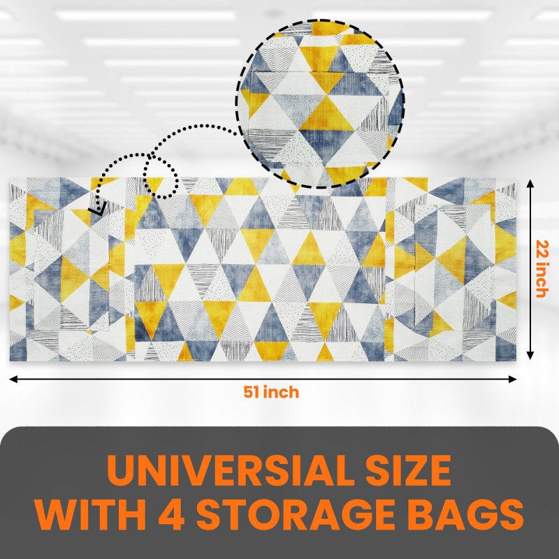Bluestars Non-slip Washer And Dryer Top Cover Protector Mat With 4 Storage Pockets 51 X 22 Yellow Geometric Pattern