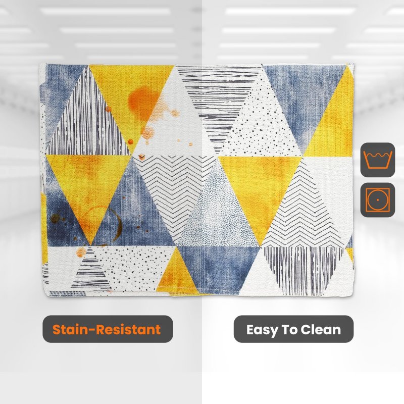 Bluestars Non-slip Washer And Dryer Top Cover Protector Mat With 4 Storage Pockets 51 X 22 Yellow Geometric Pattern