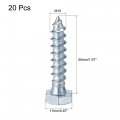 Uxcell Hex Lag Screws M10 X 50mm Carbon Steel Zinc Plated Half Thread Self-tapping Bolts For Wood Screw 20pcs