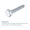 Uxcell Hex Lag Screws M10 X 50mm Carbon Steel Zinc Plated Half Thread Self-tapping Bolts For Wood Screw 20pcs