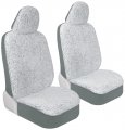 Carbella Plush Sherpa Fleece 2 Pack Gray Seat Cover For Cars With Soft Cushioned Touch Cute Automotive Interior Protector 