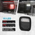 Partsam 2x Led Tail Lights 16led Stop Brake Turn Reverse Light Combination 12-5050 Red 4-5050 White Smoke Lens Compatible With