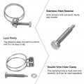 Uxcell 10pcs Double Wire Hose Clamp 30-34mm Adjustable Stainless Steel Clips With M6 Bolt For Dust Collection Pump Pipe
