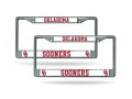 Oklahoma Sooners Chrome Metal License Plate Frame Set Of 2 Frames 