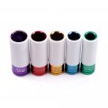 Aintier 5-pcs 1 2 Inch Drive Nut Impact Socket Kit Thin Wall Wheel Protector 15mm 17mm 19mm 21mm 22mm Fit Professional Auto