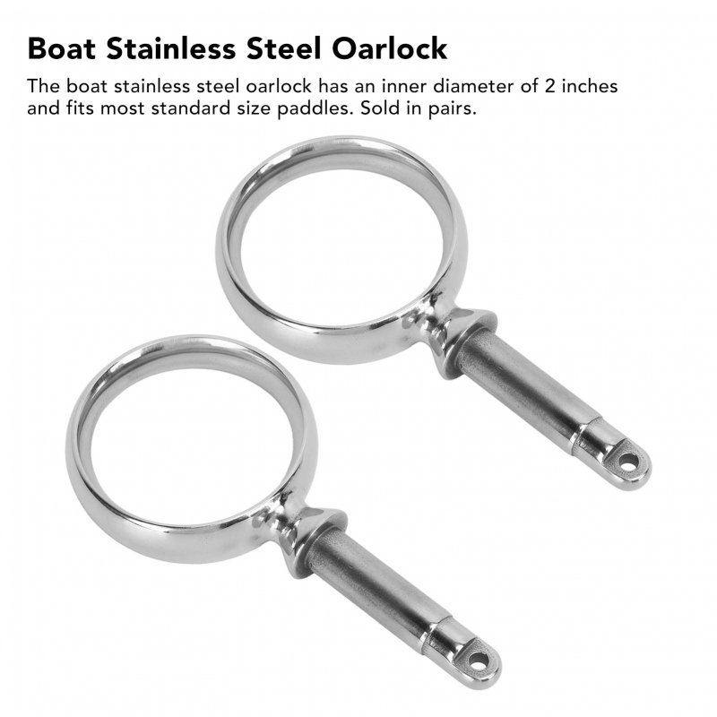 1 Pair Stainless Steel Round Rowlock Boat Oarlock 2 Inch Id Mirror Finish Paddle Brackets For Standard Size Paddles