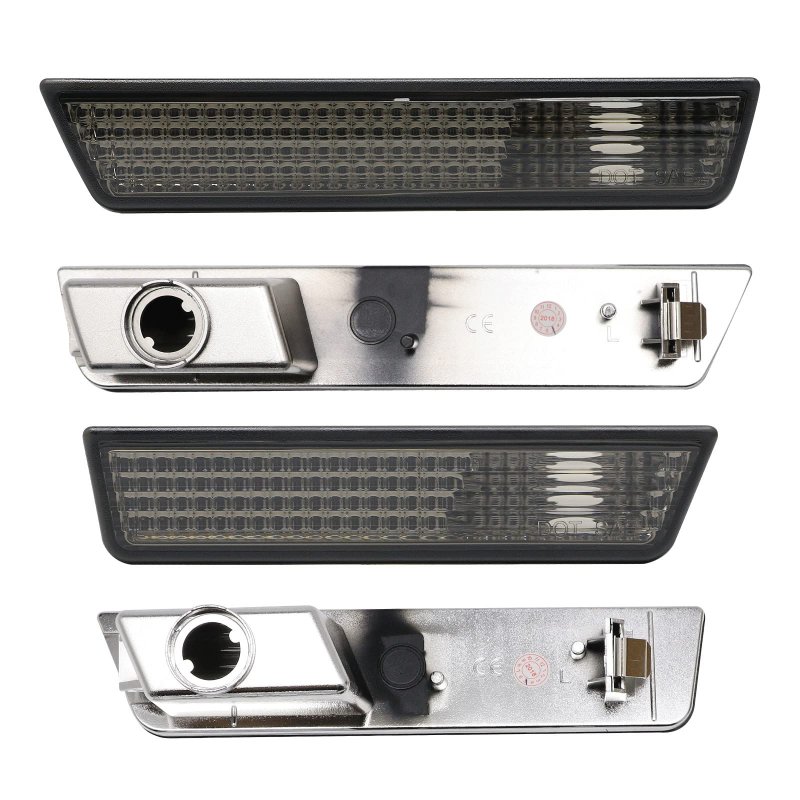 R F Auto 4pcs Smoked Lens Side Marker Light Housings Replacement For Challenger 2008-2014 Front Rear Bumpers Turn Signal Lamp