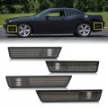 R F Auto 4pcs Smoked Lens Side Marker Light Housings Replacement For Challenger 2008-2014 Front Rear Bumpers Turn Signal Lamp