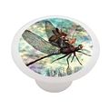 Fairy Riding Dragonfly Decorative High Gloss Ceramic Drawer Knob 