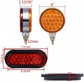 2x Double Face 48-led Pedestal Stop Turn Signal Side Marker Lights Oval 22-led Brake Tail Lamps Grommet Plug Compatible With