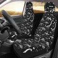 Tianheyue Black And White Dinosaur Skeleton Front Seat Covers 2 Pack Vehicle Protector Car Mat Fit Most Bucket Seats