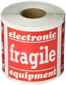 Aviditi Tape Logic 4 X Fragile Electronic Equipment Red White Warning Sticker For Shipping Handling Packing And Moving 1 Roll 