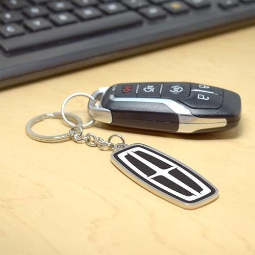 Lincoln Logo In Black Double Side 3d Die-cut Metal Key Chain Key-charm