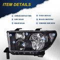 G-plus Headlights Assembly Compatible With 2007-2013 Toyota Tundra 2008-2017 Sequoia Bumper Headlamp Cleara Lensa Black