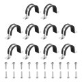 10pcs 42mm 1-5 8 Cable Clamp 2 Hole 304 Stainless Steel Rubber Coated Cushion Insulated Clamps U Holder Pipe Strap With 