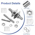 2pcs M6x500mm 304 Stainless Steel Double End Threaded Stud Screw Bolt With Nuts Square Flat Washers Spring For House