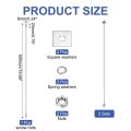 2pcs M6x500mm 304 Stainless Steel Double End Threaded Stud Screw Bolt With Nuts Square Flat Washers Spring For House