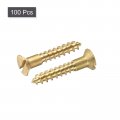 Uxcell Wood Screws M3 5 X 20mm Slotted Flat Head Brass Self-tapping Screw 100 Pcs
