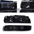 G-plus Headlights Assembly Compatible With 1999-2002 Chevy Silverado 2000-2006 Suburban Tahoe Bumper Headlamp Smokya Lensa