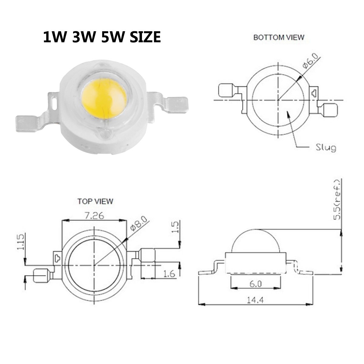 10 LED COB 1W Blanc Naturel 4000K-4500K - Puces SMD Haute Luminosité - Pour DIY Éclairage