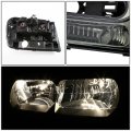 Auto Dynasty Smoked Housing Clear Corner Headlight Lamps Tool Kit Compatible With Chevy Trailblazer 02-09