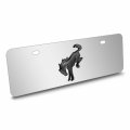 Ipick Image For Ford Bronco 3d Black Logo On 12 X 4 25 European Look Chrome Half-size Stainless Steel License Plate