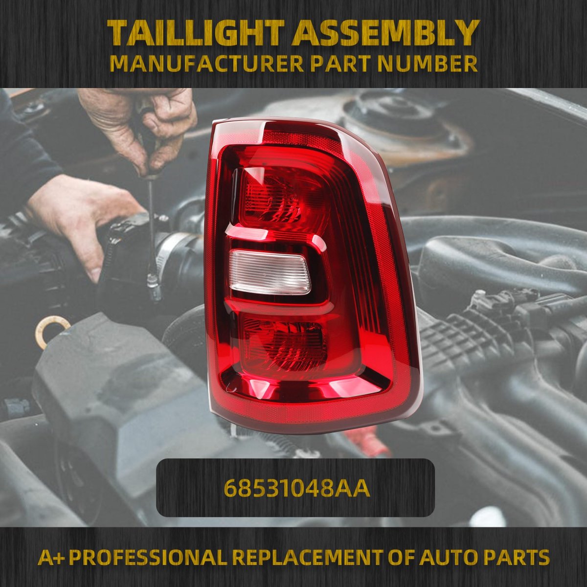 Halogen Tail Light Assembly For 2025 Dodge Ram 1500 Rear Lamp Taillight Right Passenger Side Red Bezel Replace 68531048aa