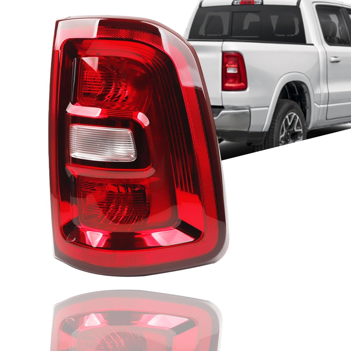 Halogen Tail Light Assembly For 2025 Dodge Ram 1500 Rear Lamp Taillight Right Passenger Side Red Bezel Replace 68531048aa