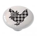 Gotham Decor Buffalo Plaid Black And White Country Chicken Ceramic Drawer Knob 