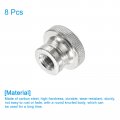 Uxcell Knurled Thumb Nuts 8pcs M8 Carbon Steel Nut High Head Through Hole For 3d Printer Part Silver