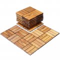 Giantex 10 Pcs Interlocking Patio Deck Tiles 12 X 12in Acacia Hardwood Outdoor Flooring Sq Ft Wood Composite Pavers For Indoor 