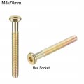 Uxcell M8x70mm Furniture Screw Hex Socket Machine Screws Zinc Plated Fasteners Bolts Half Thread Carbon Steel 10pcs