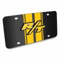 Ipick Image For Dodge R T 3d Logo In Yellow On Stripe Black Carbon Fiber Look Premium Stainless Steel License Plate Design And