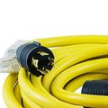 Houseables Generator Cord Electric Extension Wire 4 Prong 30 Amp 125-250v Single Yellow 25 Ft All Rubber 10 Gauge Heavy Duty 