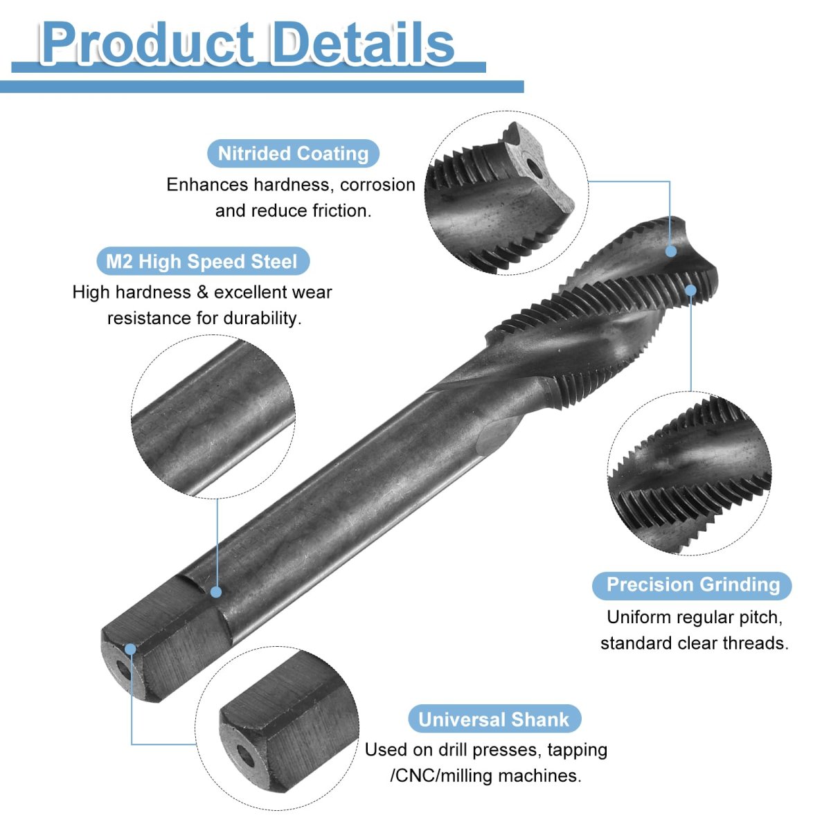 Spiral Flute Thread Taps M14 X 1 25 H2 Metric Machine Threading Tap Bit Nitrided Coated Screw Tapping Repair Tool M2 High-speed