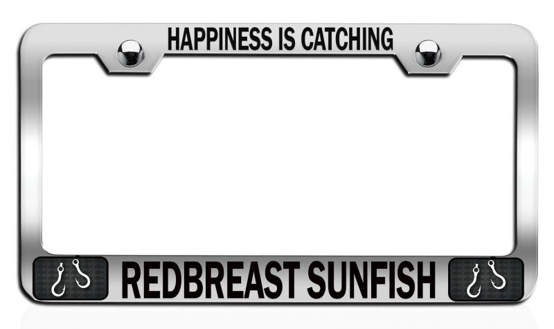 Happiness Is Catching Redbreast Sunfish Fishing Chrome Metal License Plate Frame Universal Fit For Us And Canada Vehicles 12 5