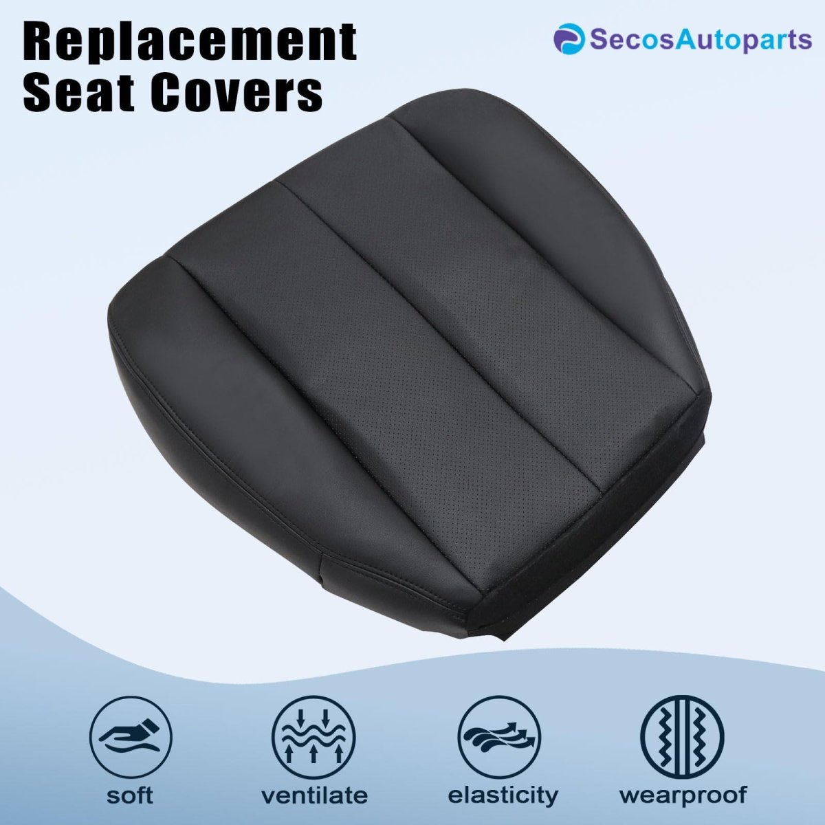 Driver Side Bottom Replacement Seat Cover Black Perforated Leather For Subaru Outback 2010 2011 2012 2013 2014 Fits Heated And