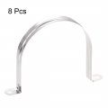 Uxcell Rigid Pipe Strap Fit For 110mm 4 3 Od 2 Holes Tube Straps 201 Stainless Steel Tension Clip Clamp 8pcs
