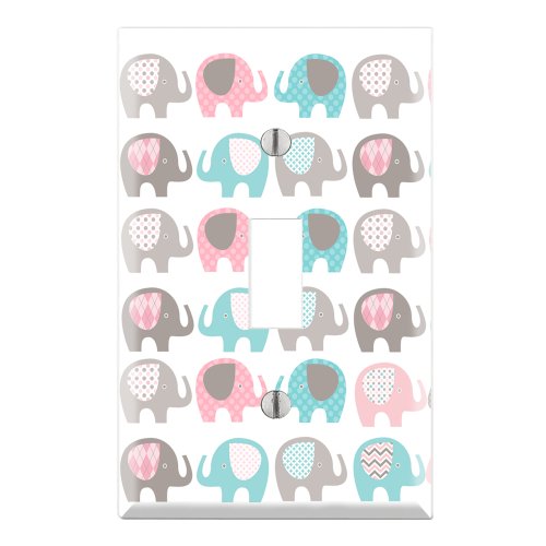 Elephant Nursery Pattern Decorative Single Toggle Light Switch Wall Plate