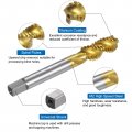 Uxcell Spiral Flute Thread Taps 7 16-14 Unc 2b Screw Threading Tap Titanium Coated 6542 High Speed Steel Machine Tapping Tools