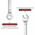 Uxcell Thin Combination Wrench With Offset 6-point End And Angled Open Metric Mirror-chrome Plated High Carbon Steel For