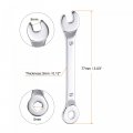 Uxcell Thin Combination Wrench With Offset 6-point End And Angled Open Metric Mirror-chrome Plated High Carbon Steel For