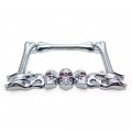 Httmt- Mt294-006-cd- Cruiser Accessories Skull Flame Motorcycle License Plate Frame Chrome Durable And Long Lasting